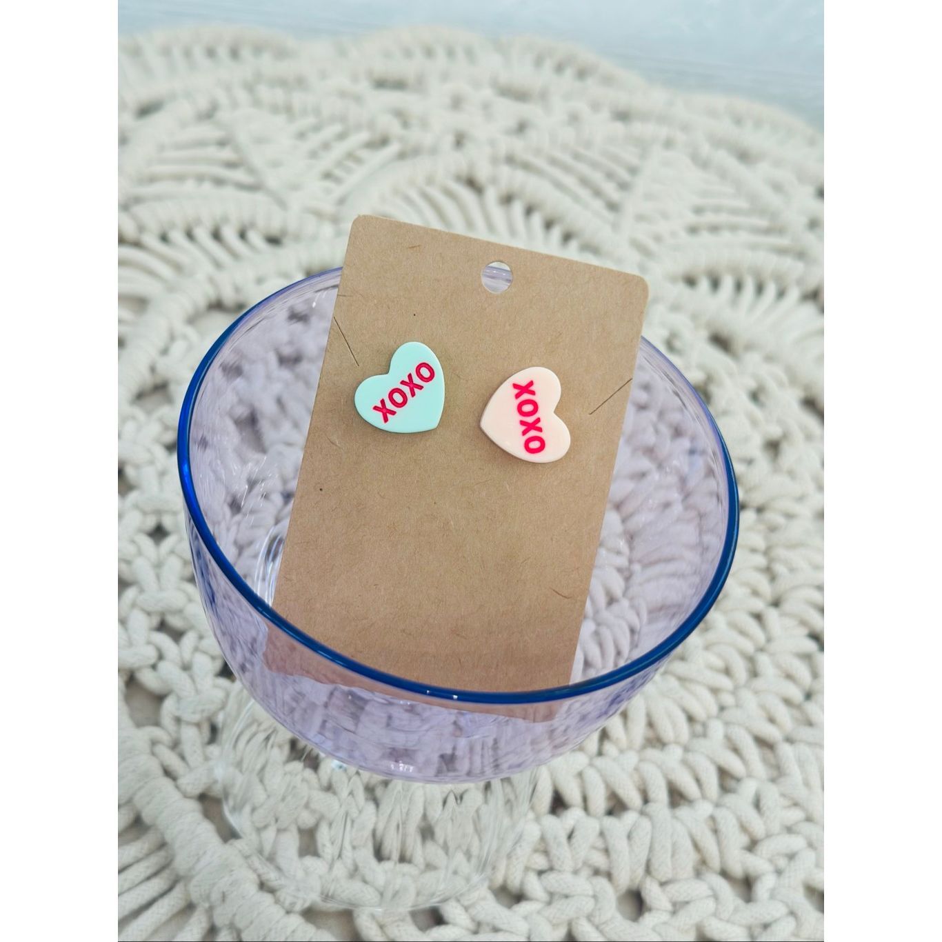 Valentines Orange & Green Candy Hearts With Be Mine Stud Earrings